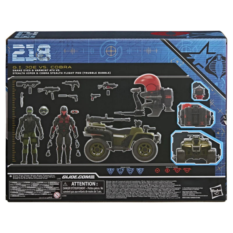 G2085 G.I. Joe Classified Series #218, Snake Eyes & Varmint ATV contre Stealth Viper & Cobra Stealth Flight Pod (Trubble Bubble)