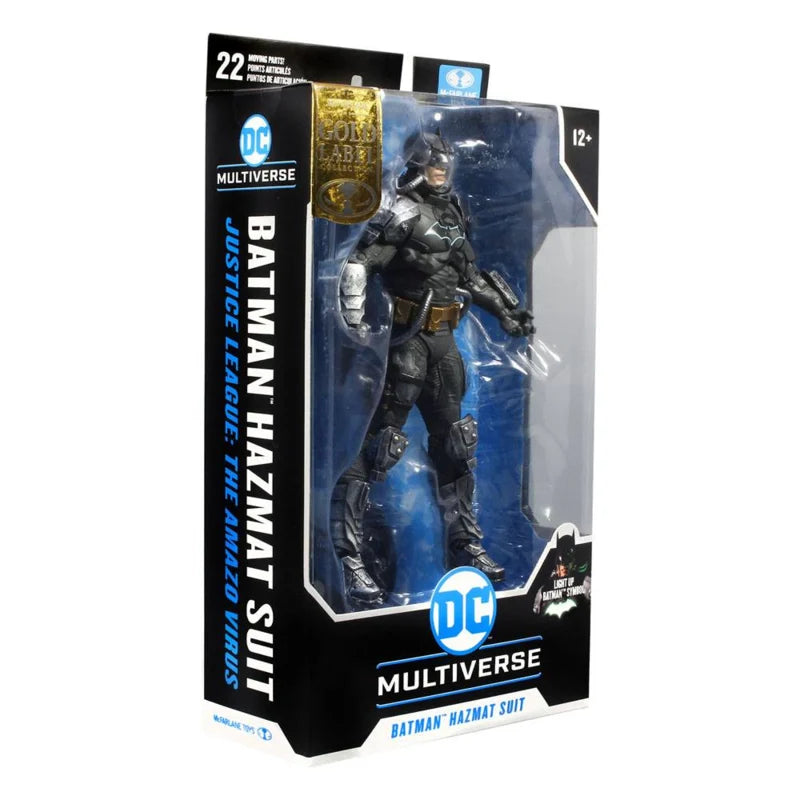 McFarlane Toys DC Multiverse Figura de Acción Batman Traje Hazmat Gold Label con Símbolo de Batman Iluminado