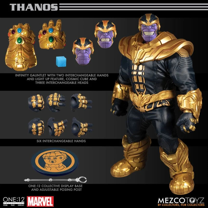 Figura de acción Mezco Marvel Universe Thanos a escala 1/12 con luz