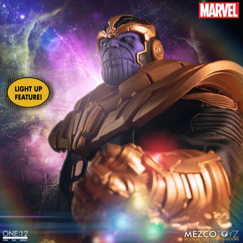 Figura de acción Mezco Marvel Universe Thanos a escala 1/12 con luz