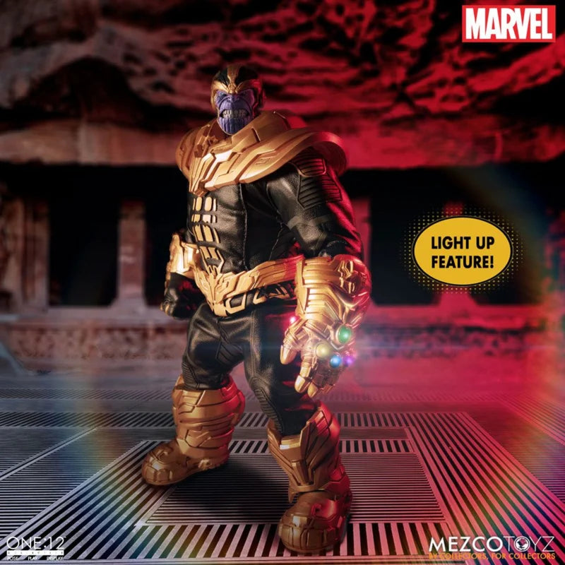Figura de acción Mezco Marvel Universe Thanos a escala 1/12 con luz