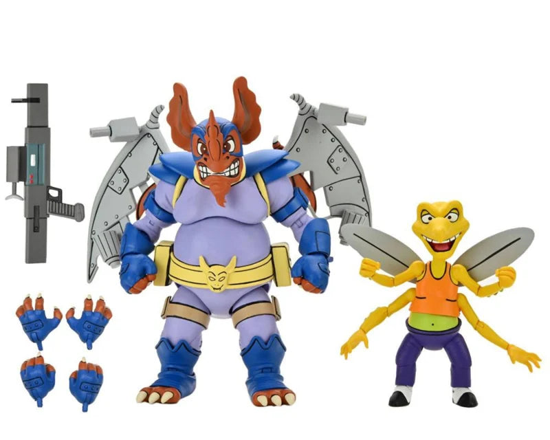 Pack de 2 figuras de acción de Neca de las Tortugas Ninja (1987) Wingnut & Screwloose